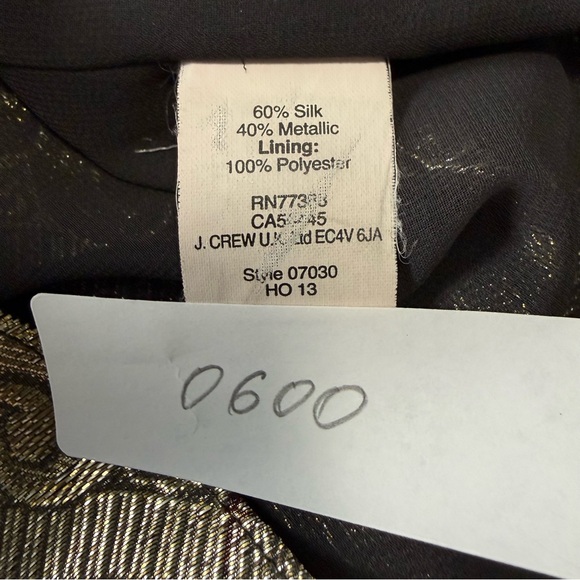 J Crew Women’s Cate Silk Metallic Paisley Gold‎ Tank Top Size 6 - Picture 7 of 7